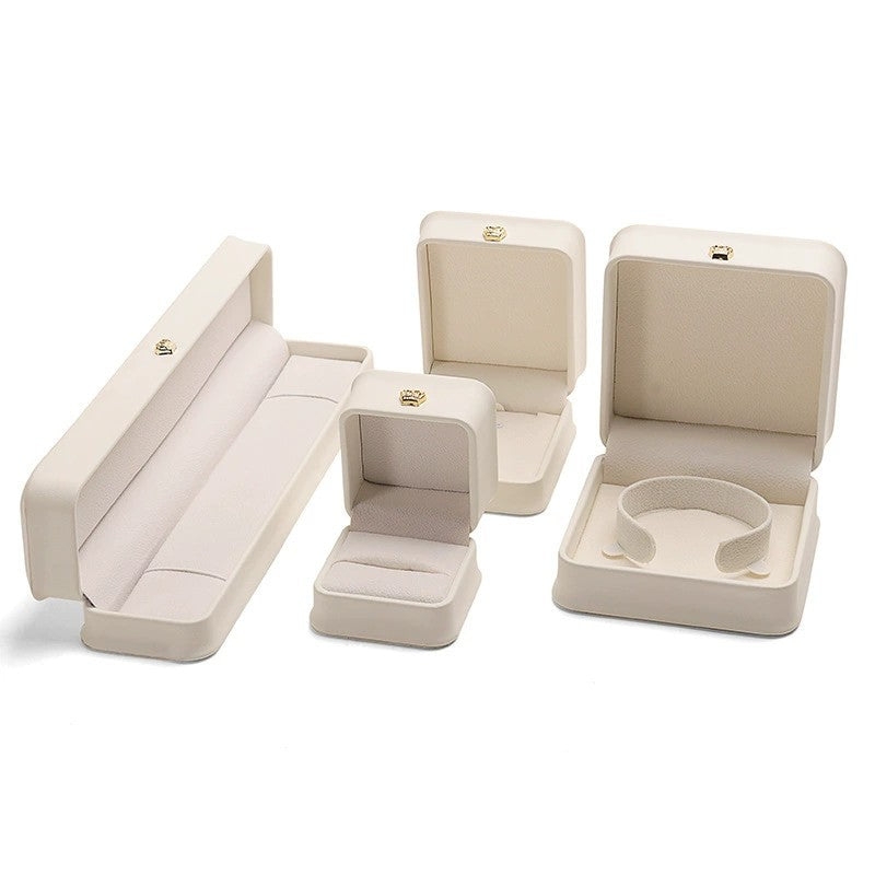 Boîte à bijoux en cuir PU avec couronne de serrage à la taille, boîte-cadeau pour bijoux haut de gamme, boîte à bagues