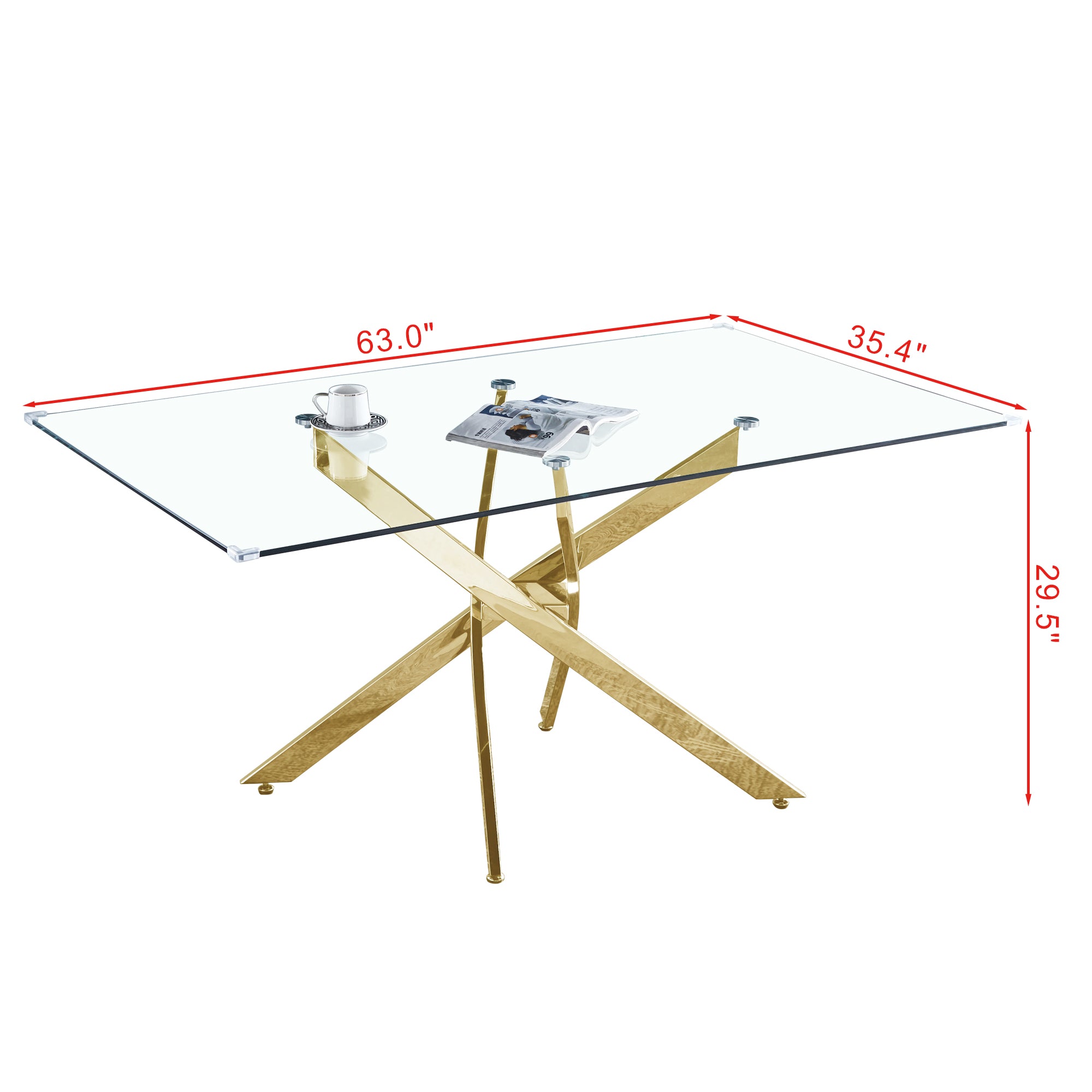 Table à manger rectangulaire en verre trempé, design intérieur moderne, pour 6 personnes