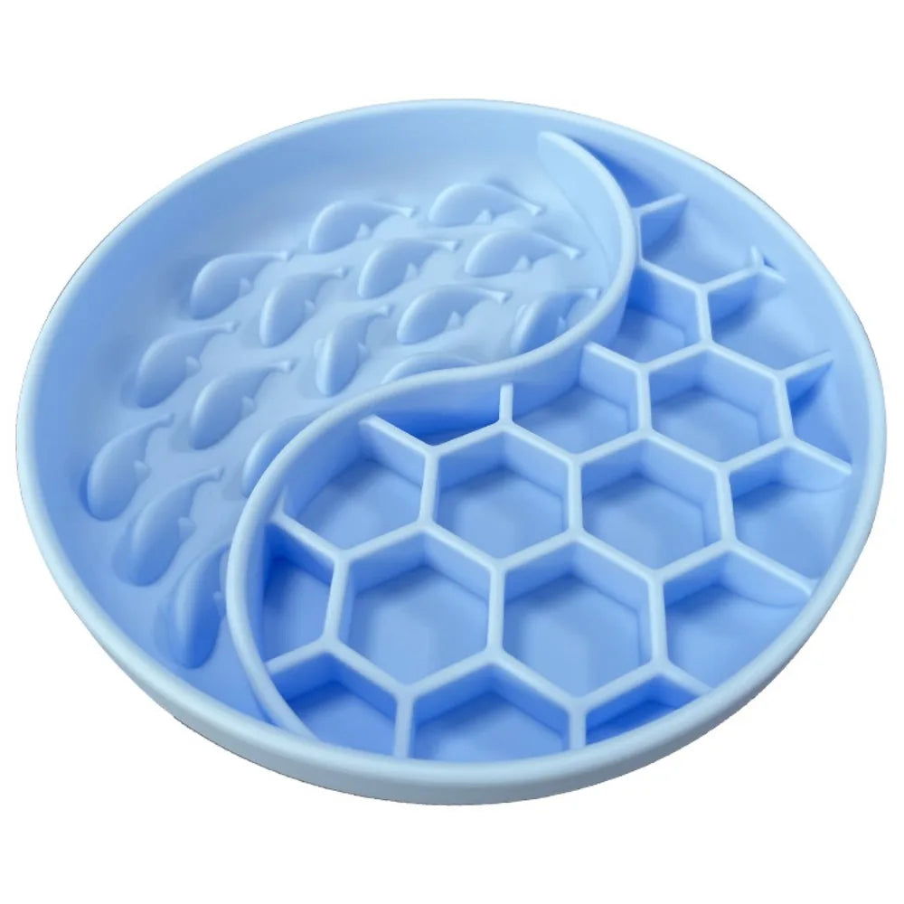 Gamelle pour chien en silicone résistant aux hautes températures, nouveau produit, gamelle pour chien en silicone à double compartiment, Slow Food, nid d'abeille