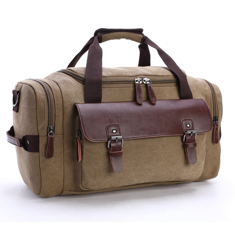 Sac fourre-tout décontracté vintage de grande capacité, sac de voyage en cuir synthétique et toile
