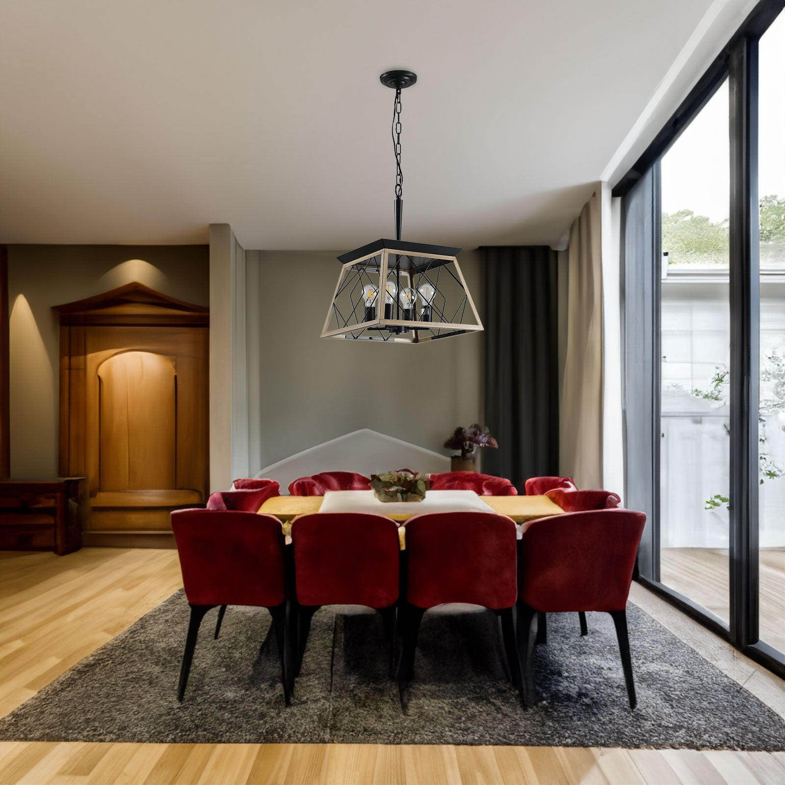 Lustres de style ferme à 4 lumières pour salle à manger (sans ampoules)