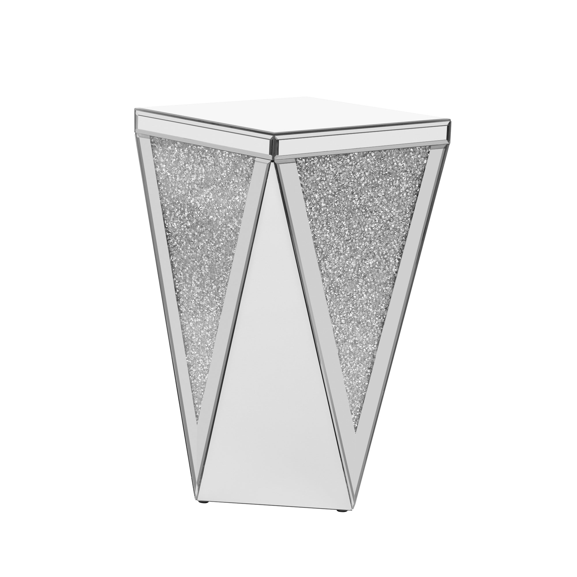 Table d'appoint carrée en miroir argenté U-Can de 13,8 po, table d'appoint moderne avec diamant concassé pour le salon, aucun assemblage requis