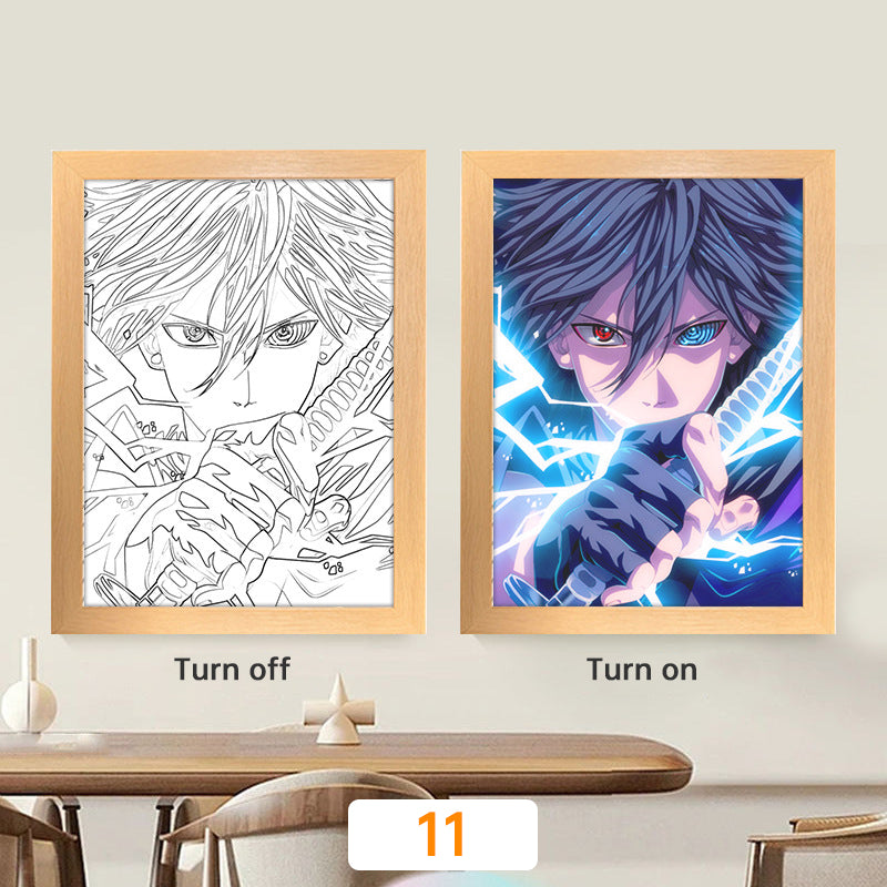 Lampe de lune à LED avec peinture lumineuse animée Kyojuro Rengoku Kimetsu Demon Slayer, cadre photo pour décoration murale de chambre, cadeaux Hoom Deco No Yaiba