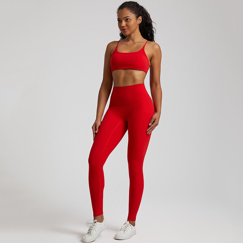 Vêtements de yoga nus européens et américains pour femmes, lifting des fesses, combinaison de course respirante et moulante, vêtements de sport et de fitness du dos