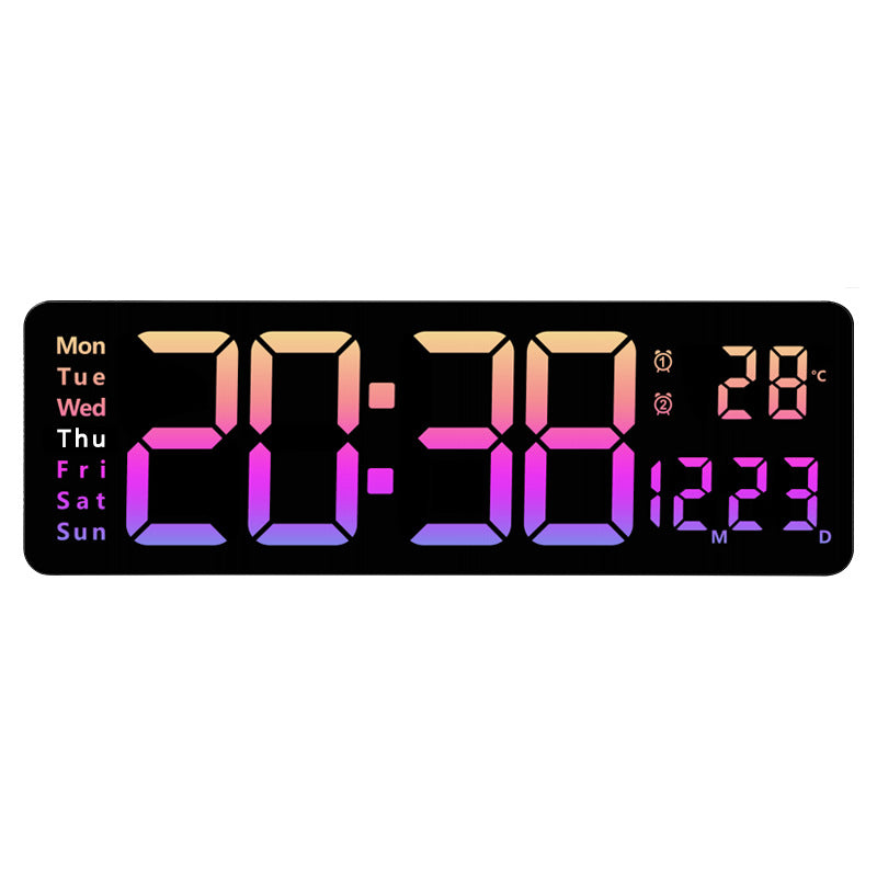 Horloge murale numérique à LED de 13/16 pouces, télécommande murale, affichage de la température, de la date et de la semaine, minuterie, double alarme