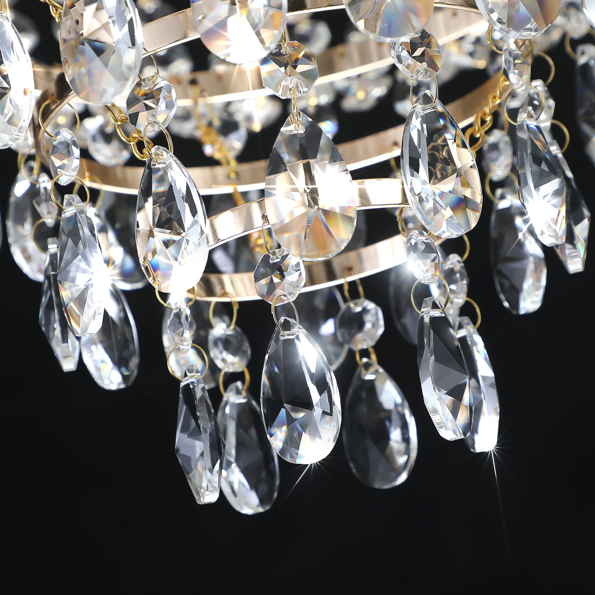 Suspension en cristal doré, grand éclairage de plafond de luxe moderne (sans ampoules)