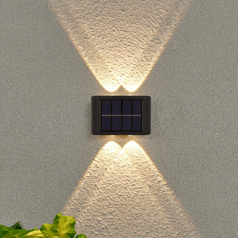 Solar Dual Head Wall Lamp, Outdoor Courtyard Lamp, Waterproof, Outdoor Upper and Lower Emitting Wall Courtyard Lamp