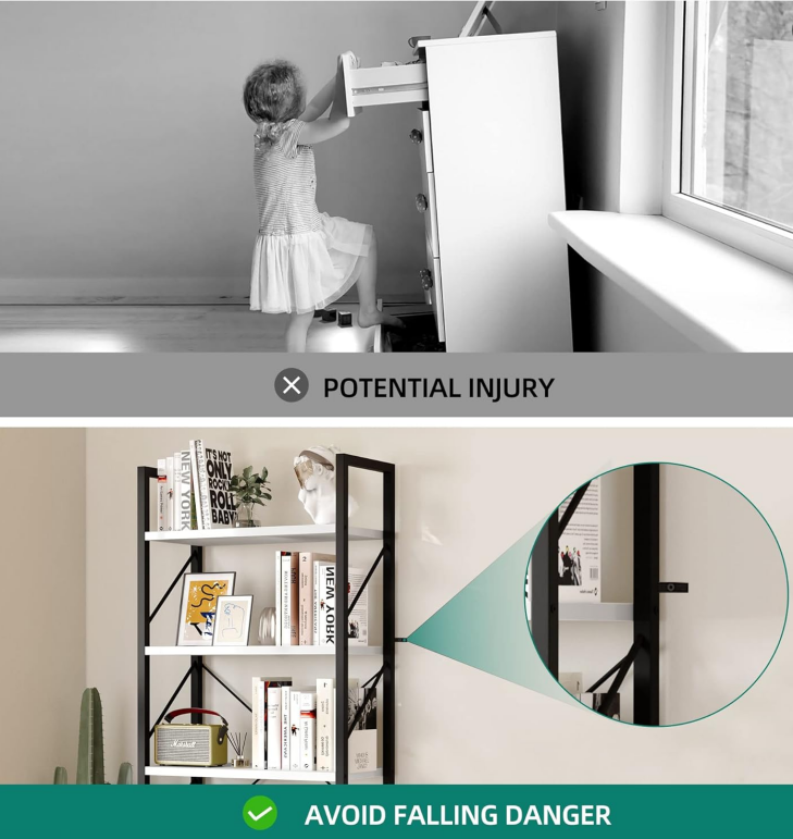 Bibliothèque à 5 niveaux, étagère à livres autoportante blanche, moderne et minimaliste, étagère de rangement ouverte, étagère sur pied, blanche