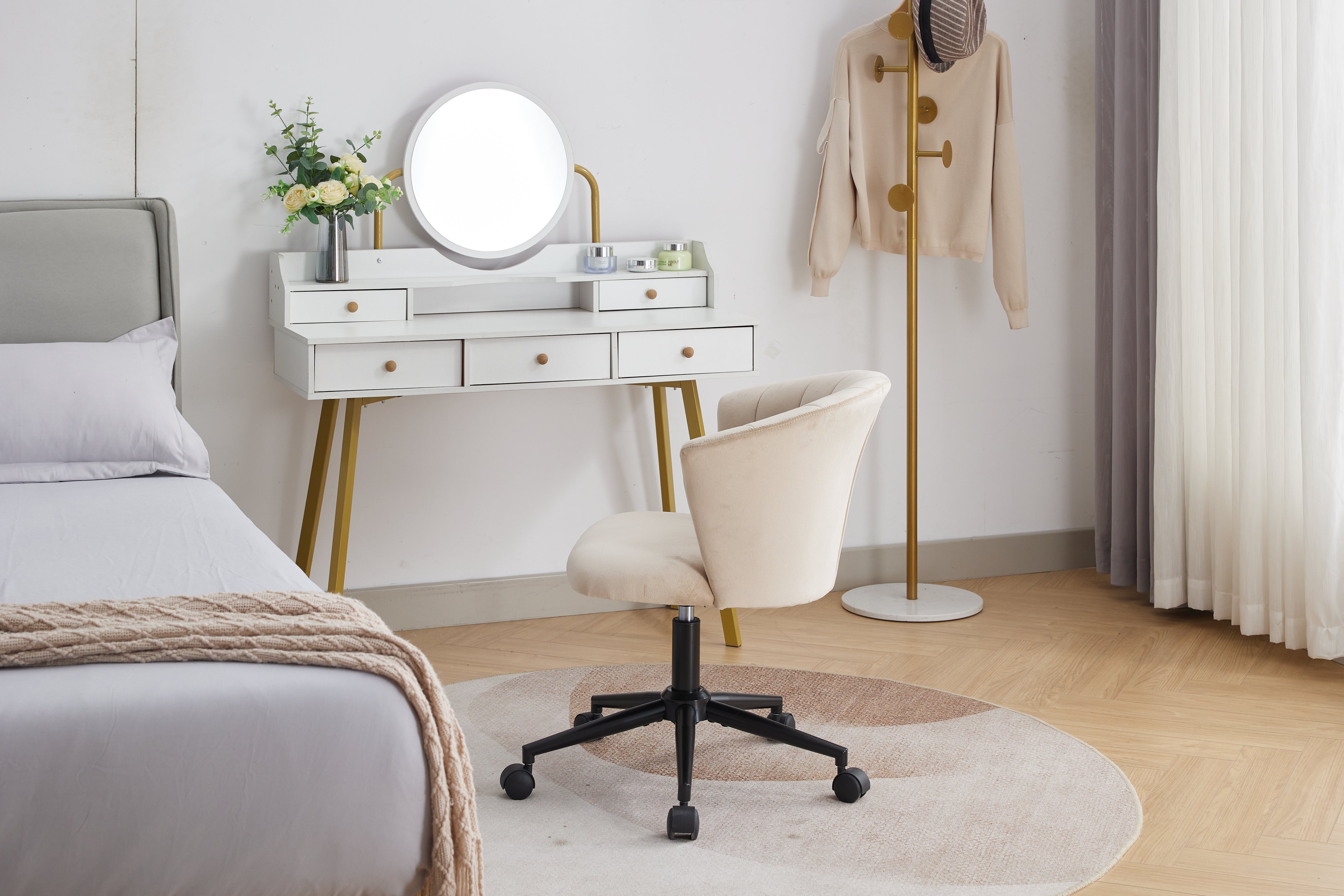 Chaise de bureau pivotante en velours en forme de fleur pour la maison, le bureau ou la chambre à coucher
