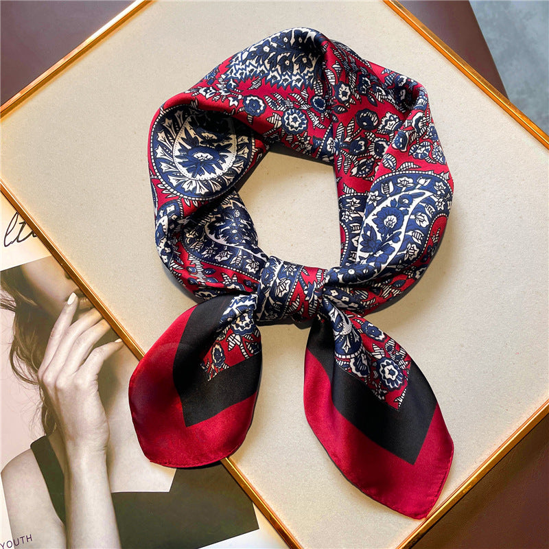 Foulards imprimés rétro noix de cajou foulards de tempérament polyvalents petits foulards carrés pour femmes foulards décoratifs