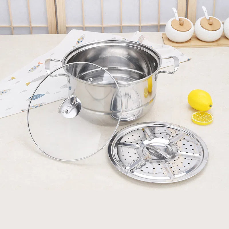 Batterie de cuisine en acier inoxydable de 18 pièces, ensemble de cuisine domestique, ensemble de marmites à soupe 16-26 cm, ensemble de couverts, ensemble de casseroles