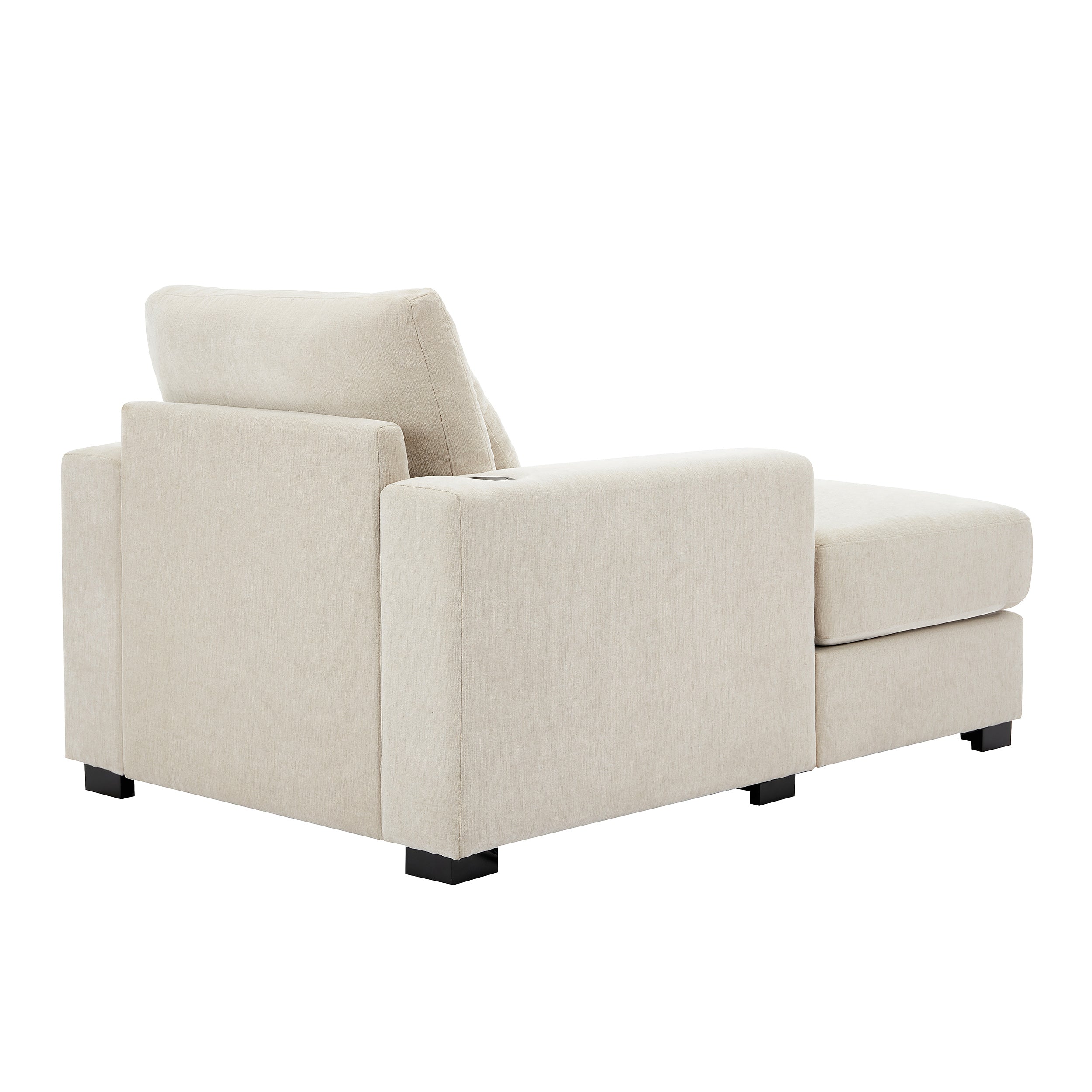 Canapé-lit surdimensionné de 100 cm, style moderne, avec coussins, station de charge et porte-gobelets, tissu chenille, couleur crème