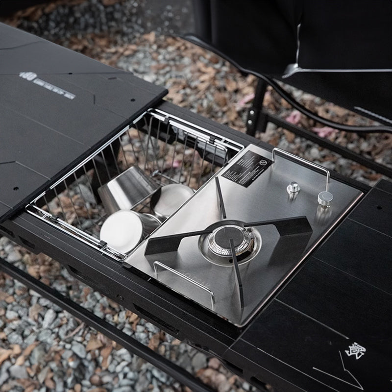 Panier pliable en acier inoxydable IGT : égoutter et laver, accessoire de table de camping idéal.