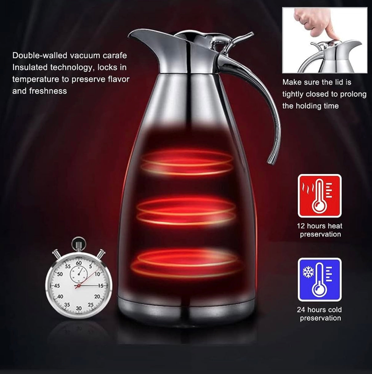 Sidas Stainless Steel Coffee Thermal Carafe/Double walled Thermos Insulated pot