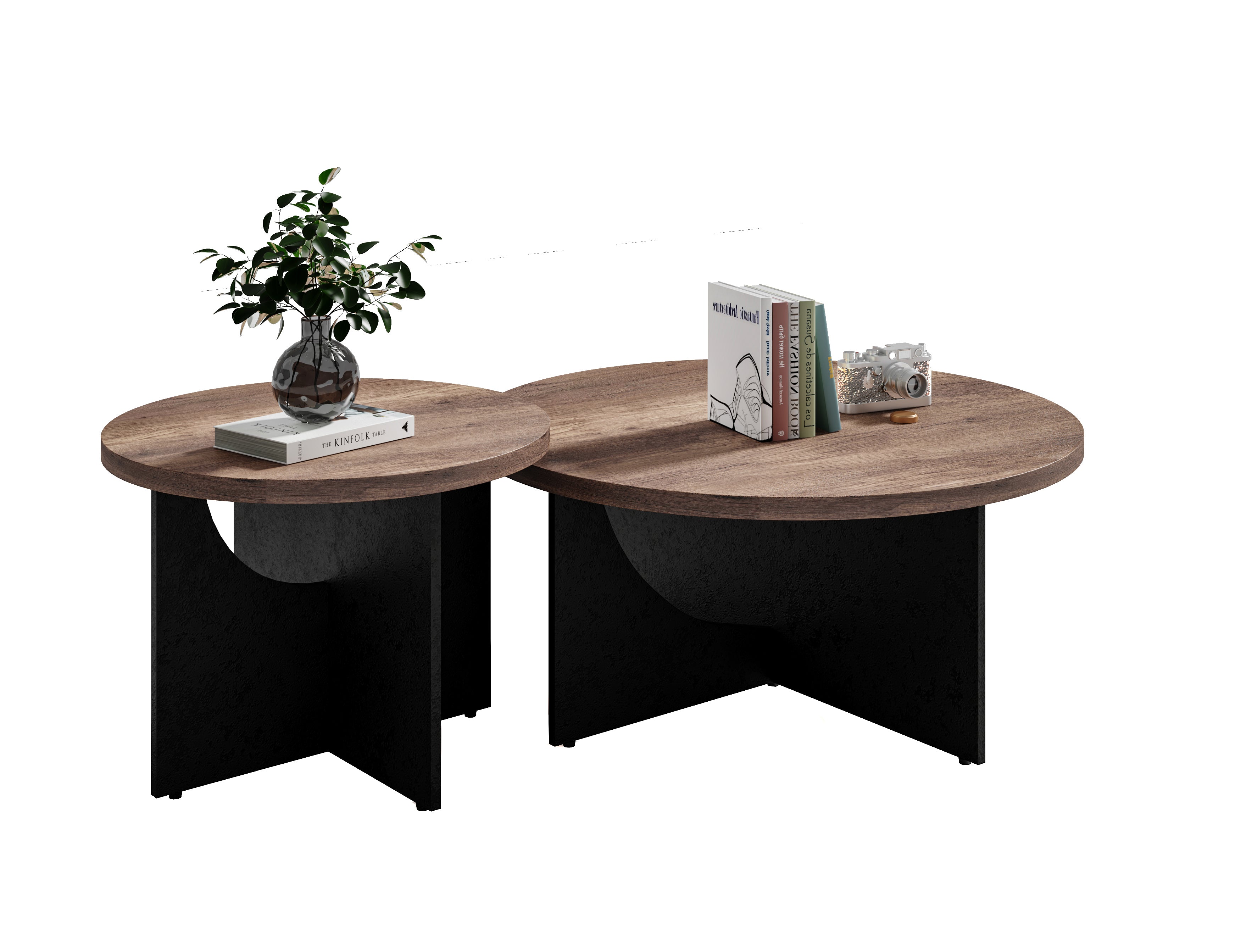 Table basse ronde rétro moderne de 35 pouces pour salon et chambre