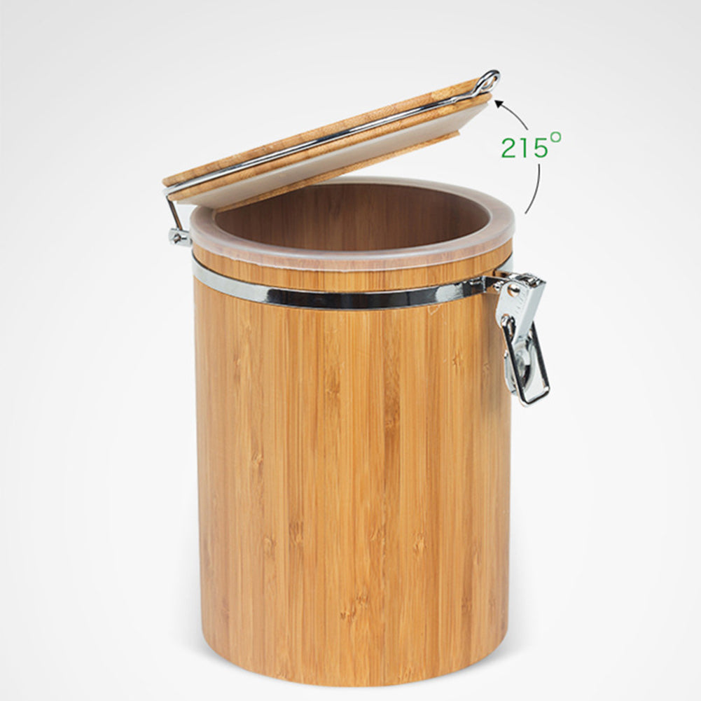 Tank Food Spice Sealed Kitchen Storage Jar Tea Round Lid Nuts Cans Container Bamboo Grains