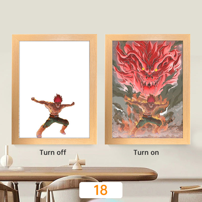 Lampe de lune à LED avec peinture lumineuse animée Kyojuro Rengoku Kimetsu Demon Slayer, cadre photo pour décoration murale de chambre, cadeaux Hoom Deco No Yaiba