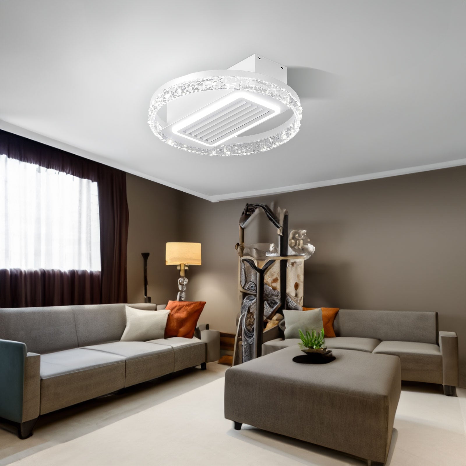 Bladeless Fan Lamp With Lights Dimmable LED