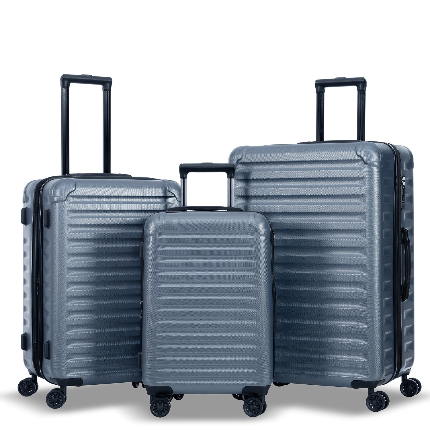 Ensemble de bagages extensibles, nouveau modèle, ABS et PC, 3 pièces, avec roulettes pivotantes, serrure TSA légère (20/24/28), gris acier