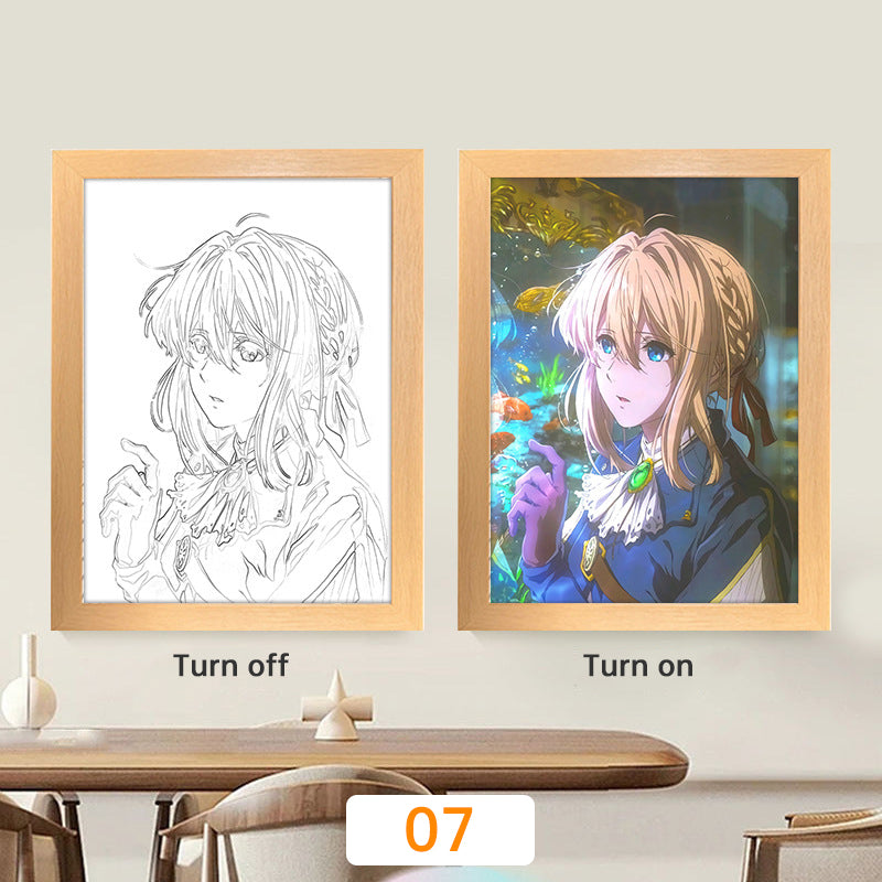 Lampe de lune à LED avec peinture lumineuse animée Kyojuro Rengoku Kimetsu Demon Slayer, cadre photo pour décoration murale de chambre, cadeaux Hoom Deco No Yaiba