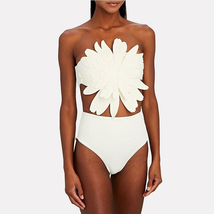 Maillot de bain bikini fendu à fleurs 3D Heavy Industry pour femme