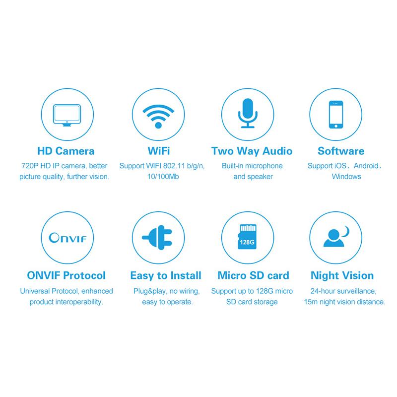 Caméra de surveillance IP sans fil d'intérieur VStarcam HD 720P, WiFi, panoramique