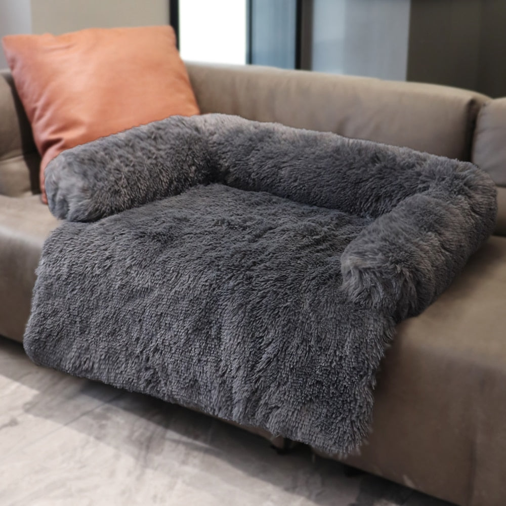 Grand canapé-lit d'hiver pour chien avec fermeture éclair, housse amovible, niche en peluche, tapis pour chat, canapé-lit pour grand chien