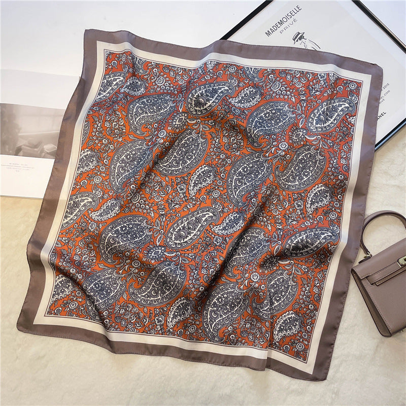 Foulards imprimés rétro noix de cajou foulards de tempérament polyvalents petits foulards carrés pour femmes foulards décoratifs