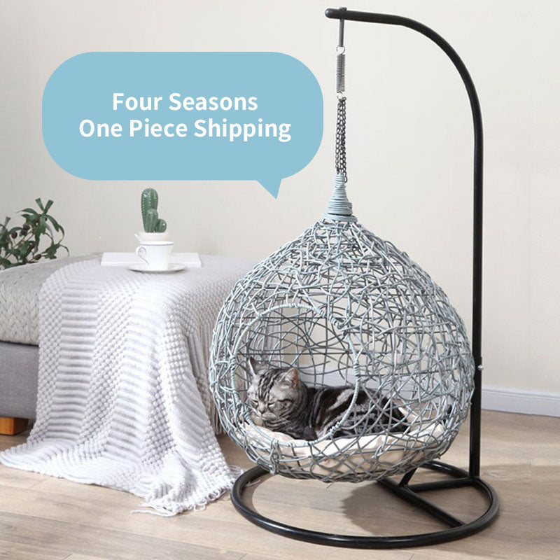 Panier pour animaux de compagnie, hamac pour chat rouge, chaise en rotin, lit universel pour chat, toutes saisons, petit chien, balançoire, nid pour chat, cadre d'escalade
