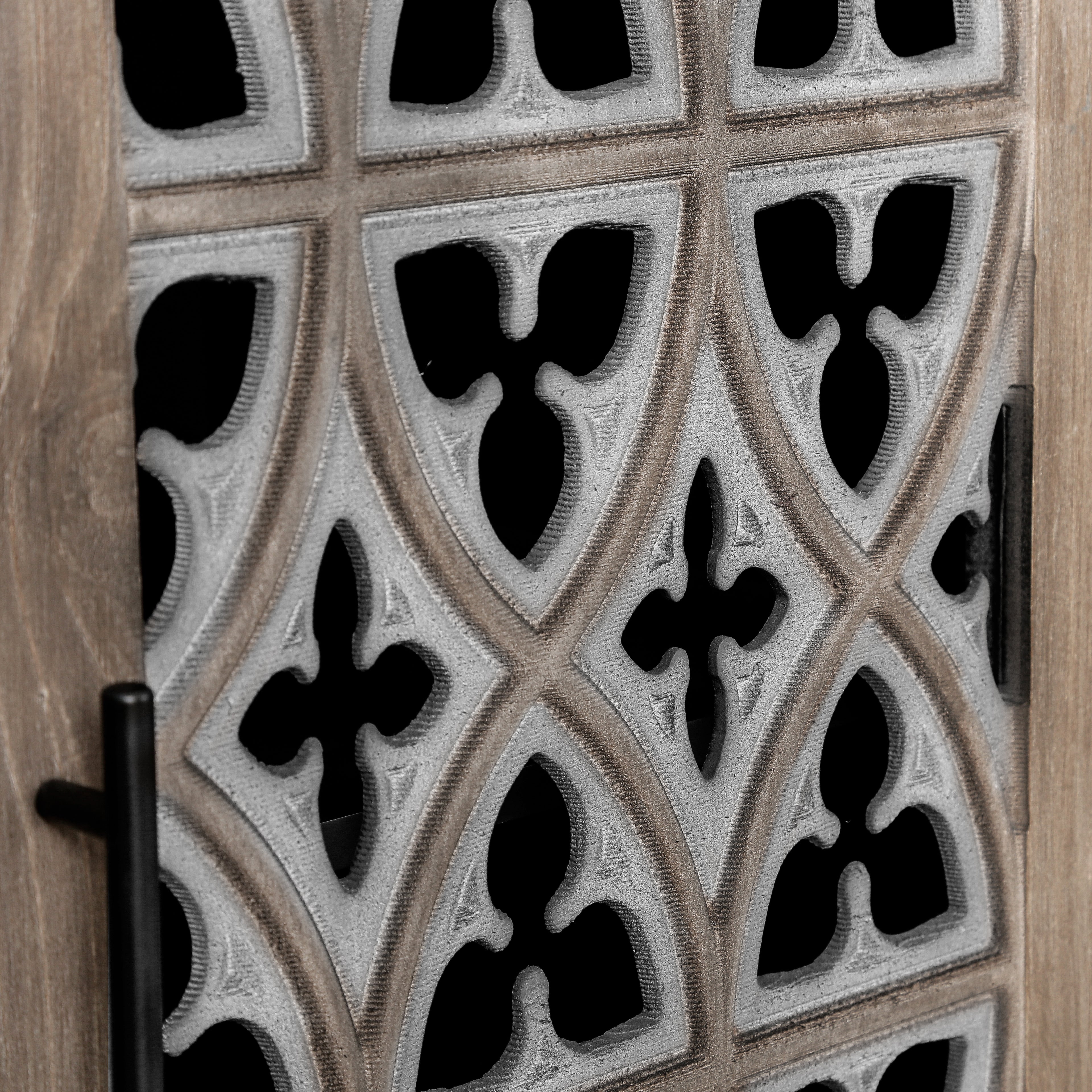 Armoire creuse antique à quatre portes, style campagnard américain, idéale pour le salon, le meuble TV ou la cuisine (marron)