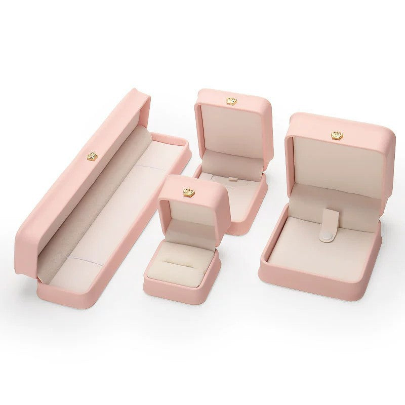Boîte à bijoux en cuir PU avec couronne de serrage à la taille, boîte-cadeau pour bijoux haut de gamme, boîte à bagues