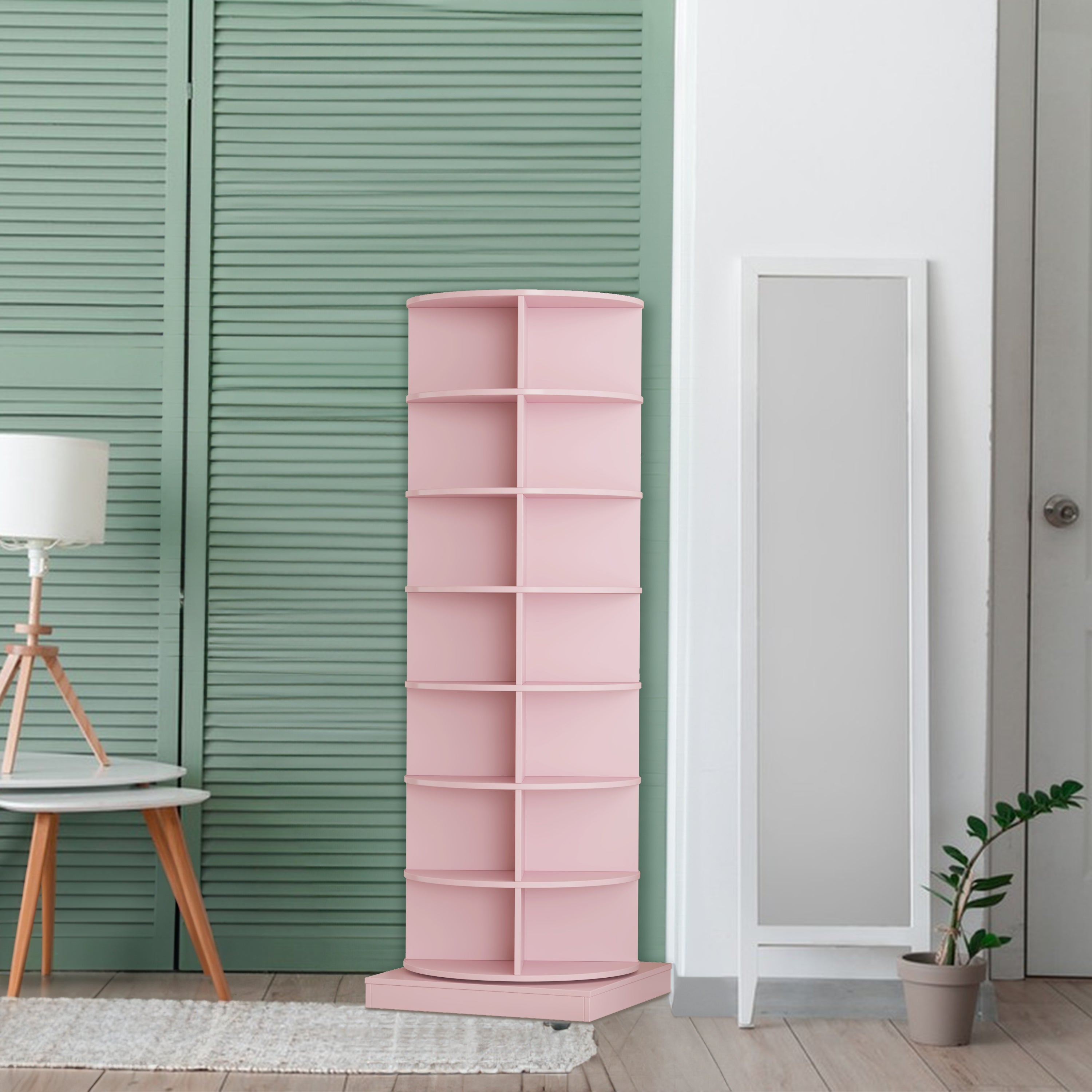 new 360 pink rotating shoe cabinet with 7 layers can accommodate up to 28 Paris shoes