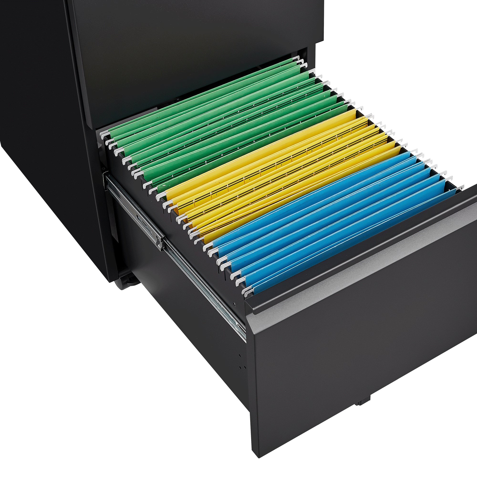 Metal 2 drawer mobile file cabinet with lock, 25.6-inch high legal/letter size file storage cabinet black