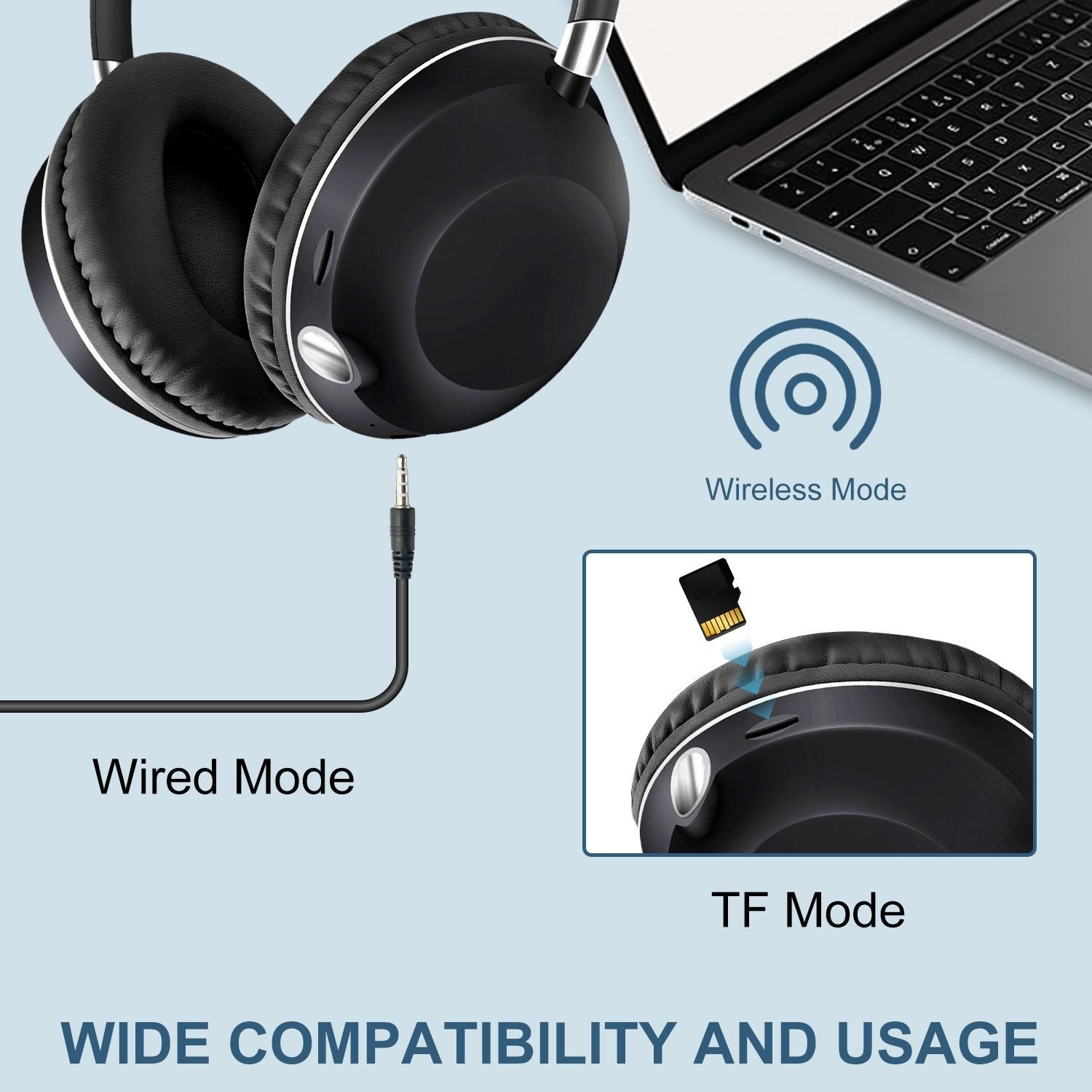 Nouveau casque Bluetooth sans fil avec éclairage de lampe de poche haute puissance AKZ-K59 carte FM