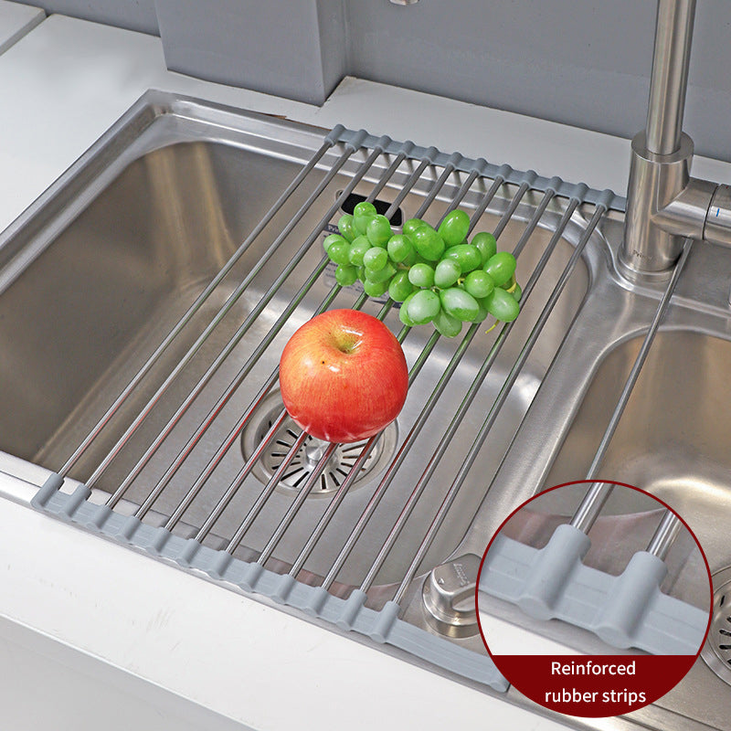 201 Stainless Steel Collapsible Drain Rack Household Sink Drip Rack Dish Washing Basin Fruit And Vegetable Dishes Chopsticks Water Filtering Rack