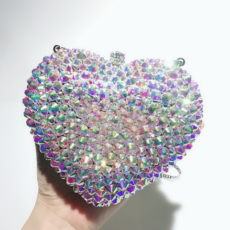 Sacs de soirée romantiques en diamant en forme de cœur pour femmes, nouveau design, sacs à bandoulière personnalisés, jolis sacs à main pour dîner de mariage
