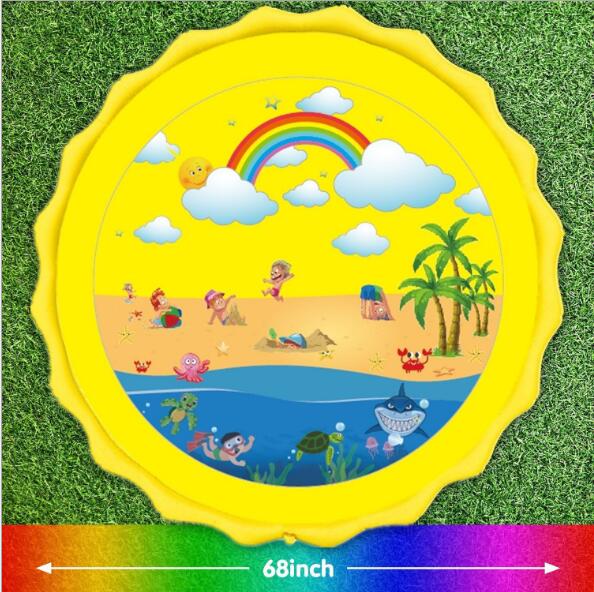 Tapis de jeu d'eau gonflable pour enfants, 170 cm, pour la plage, la pelouse, la piscine, l'extérieur