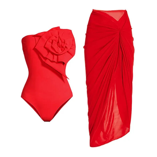 Maillot de bain une pièce à fleurs 3D pour femmes, tenue de vacances