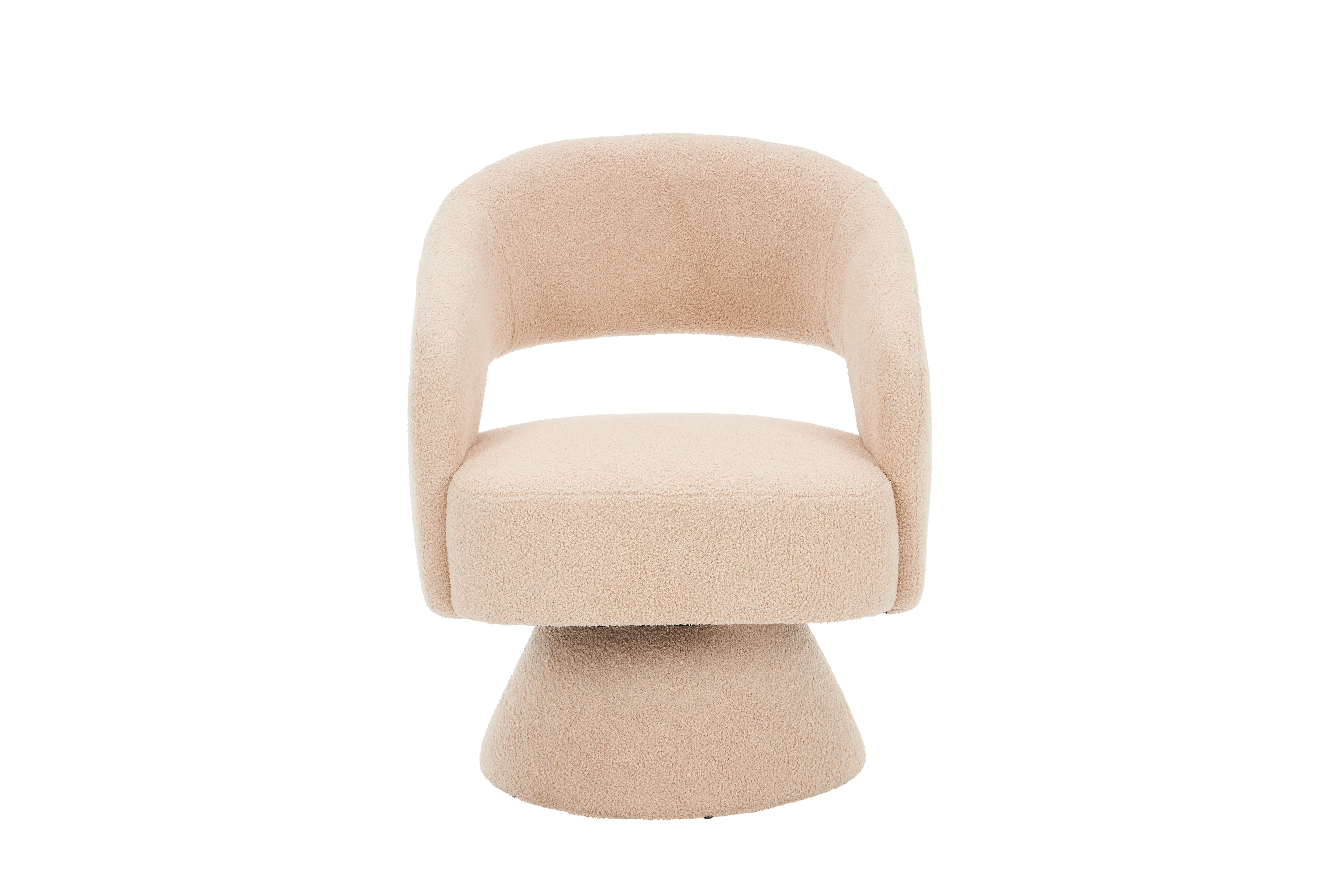 Swivel Accent Chair Armchair Round Barrel Chair in Fabric for Living Room Bedroom Nude Teddy