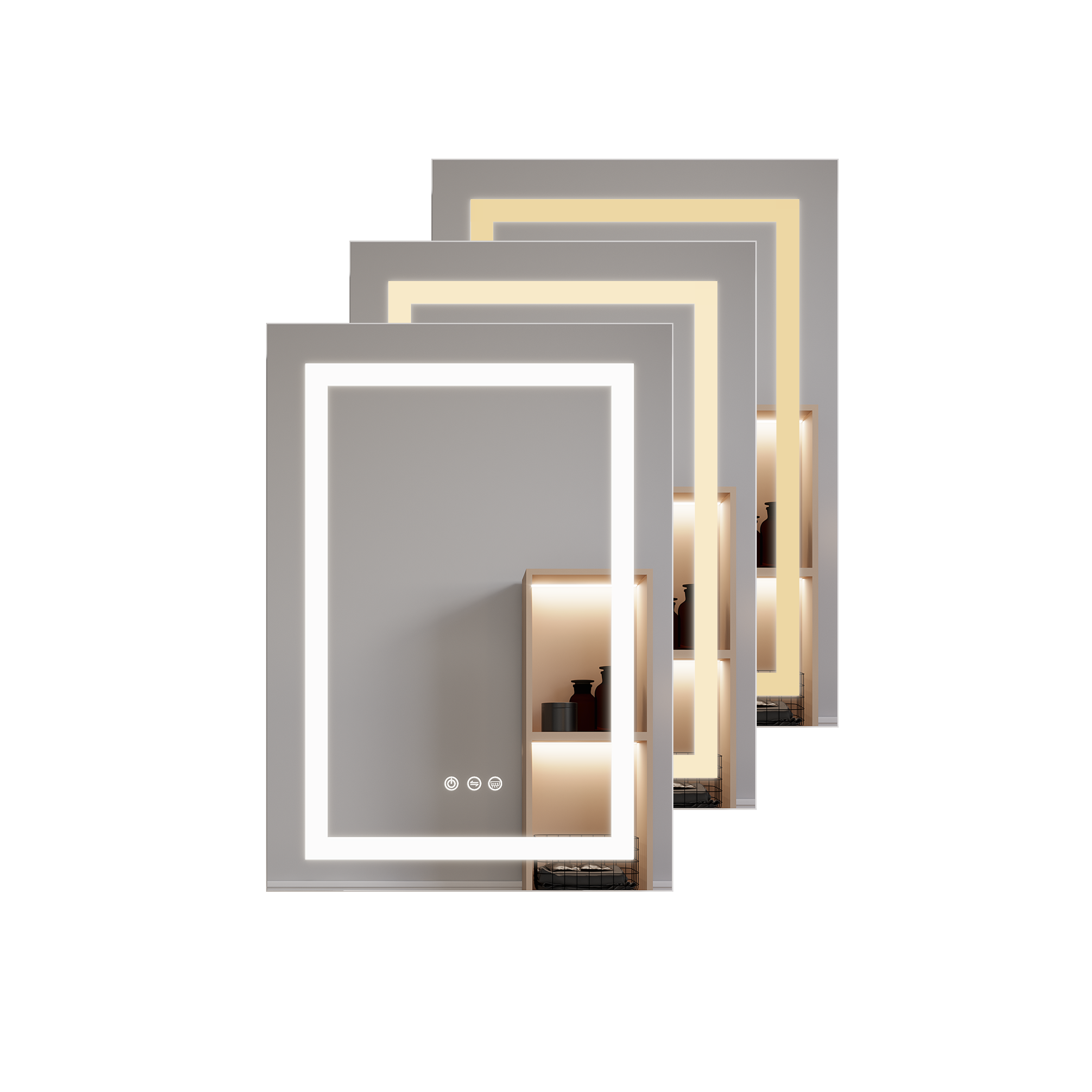 Armoire à pharmacie de salle de bain 26x20 pouces (porte gauche) avec miroir LED 3000K ~ 6000K éclairage à porte simple armoire de salle de bain avec interrupteur tactile réglable