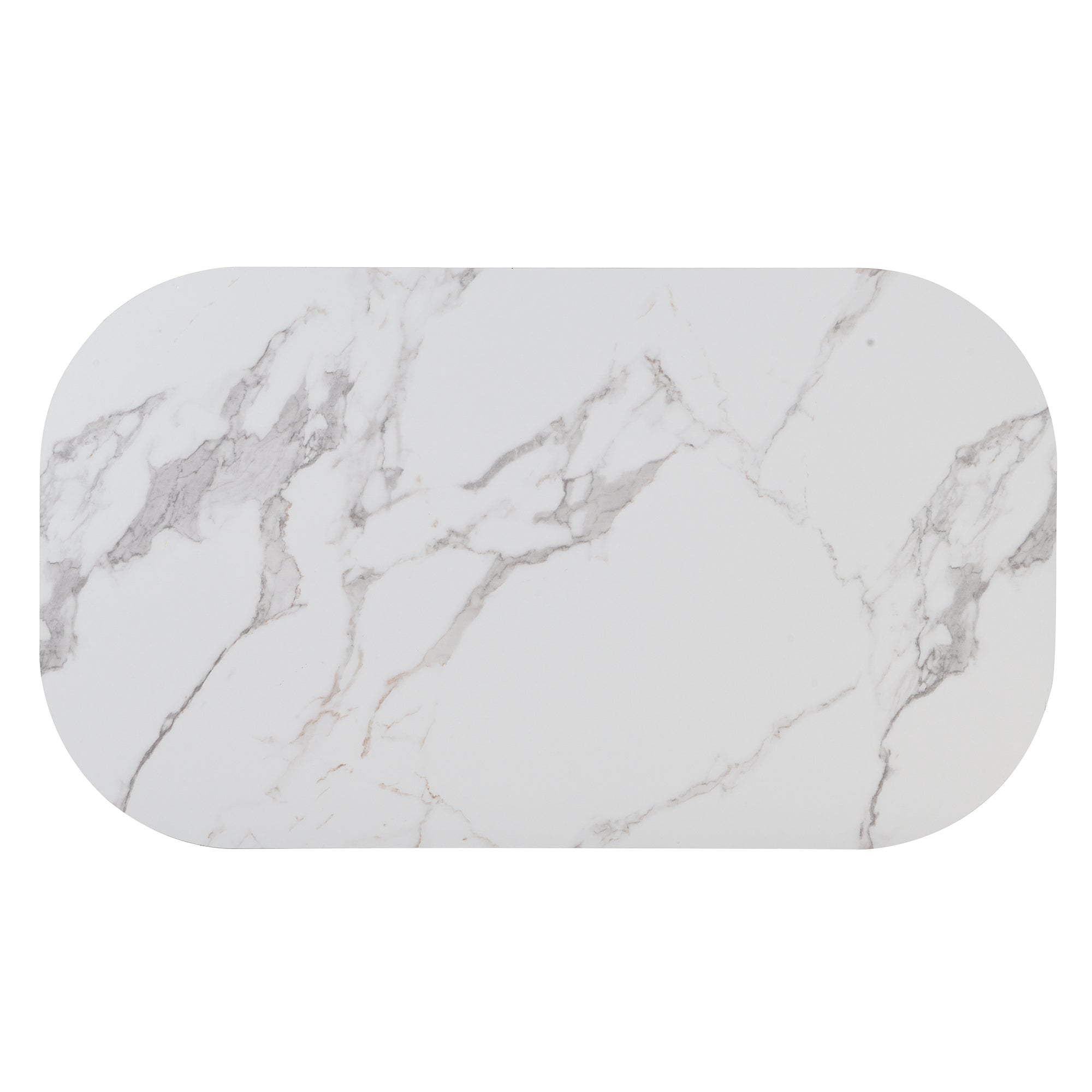 TOPMAX Modern 7-Piece Dining Table Set with Faux Marble Compact 55Inch Kitchen Table Set for 6 Golden+White