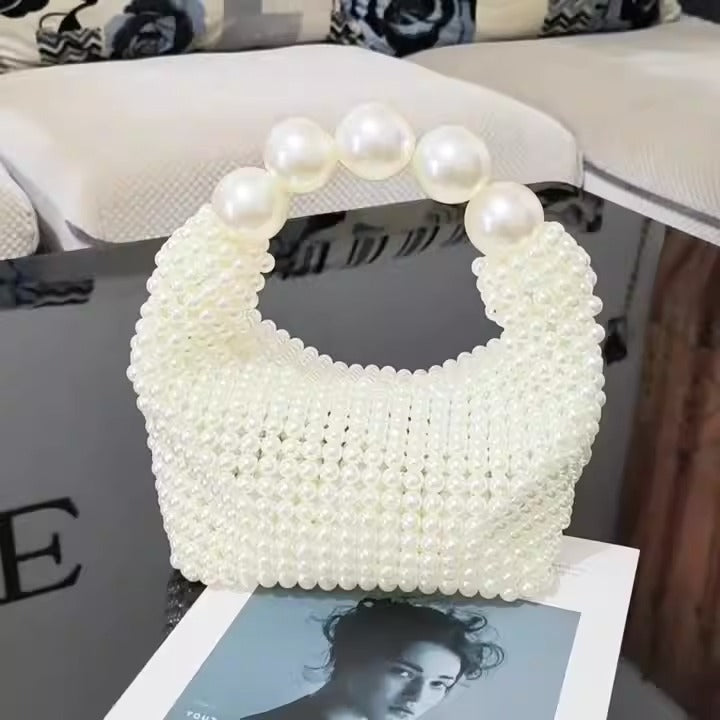 Sac de dîner tissé à la main, sac perlé, grand sac perlé, nouveau sac à main d'été de célébrité Internet