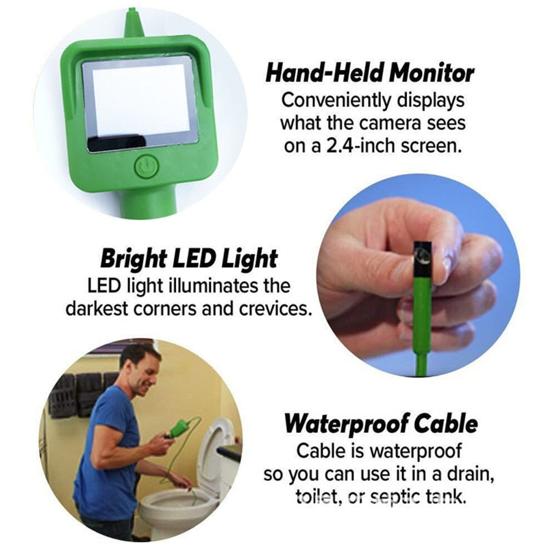Endoscope Camera With 2.4 Inch Color Liquid LCD Screen 1.2m Gooseneck Cable Handheld Monitor Tube Inspection Borescope Camera