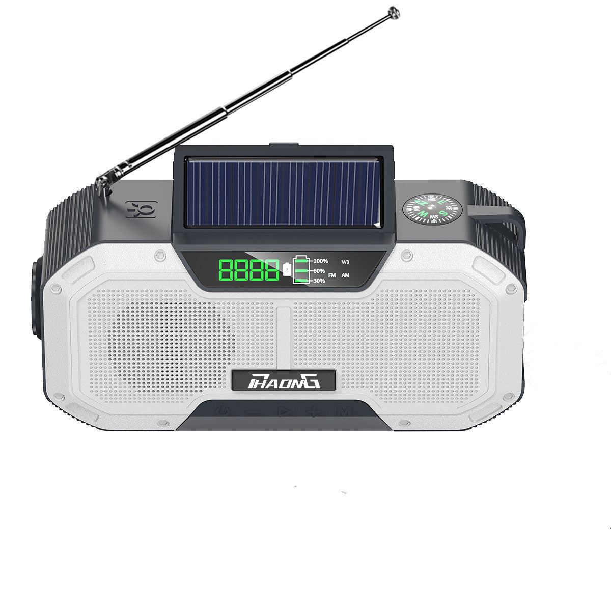 Radio d'urgence extérieure, haut-parleur Bluetooth, lampe de poche solaire, charge mobile, 5 000 mAh, grande capacité