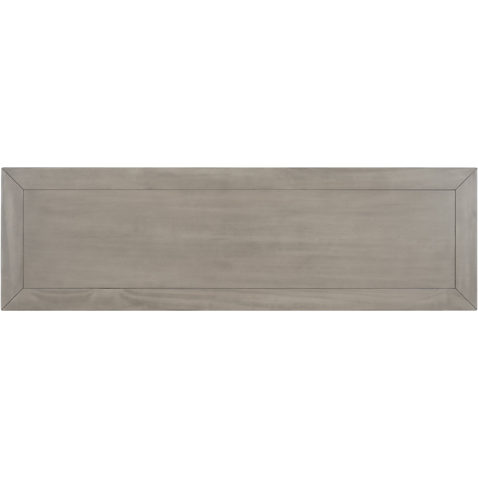 Console TREXM de style rétro classique avec trois tiroirs supérieurs et une étagère inférieure ouverte (gris délavé)