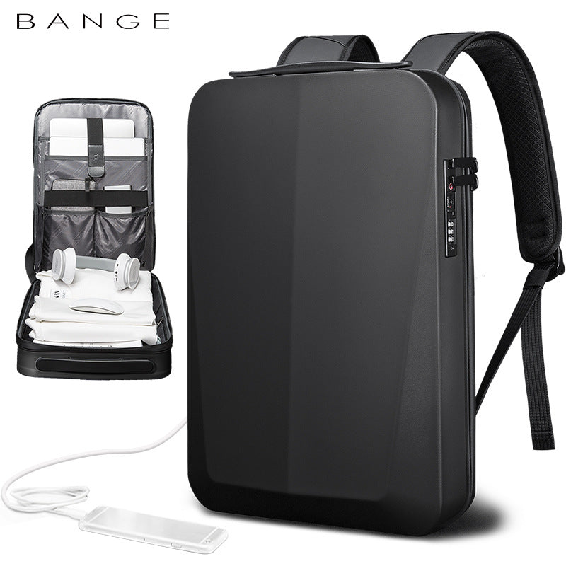 Sac à dos pour homme, sacoche rigide pour ordinateur portable, étanche, avec port USB