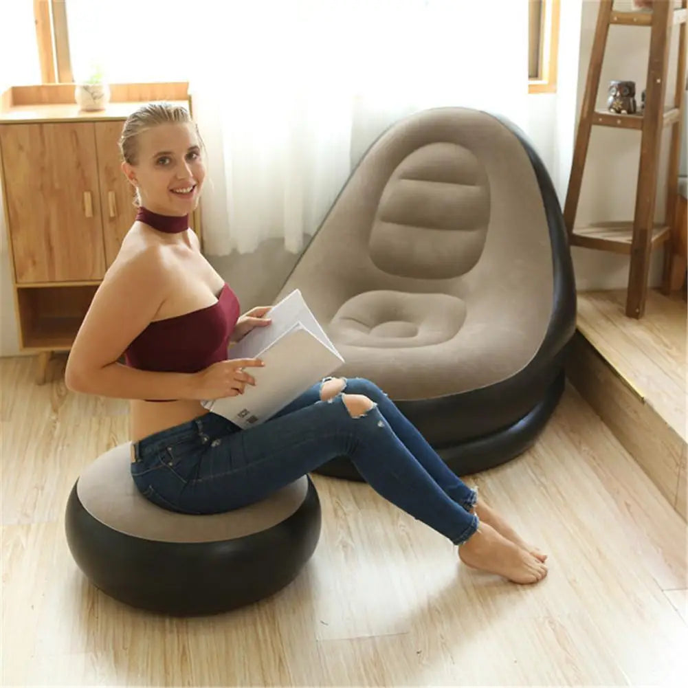 Matelas gonflable, canapé paresseux, chaise longue, tabouret confortable pour les jambes, pouf simple pour la maison et l'extérieur