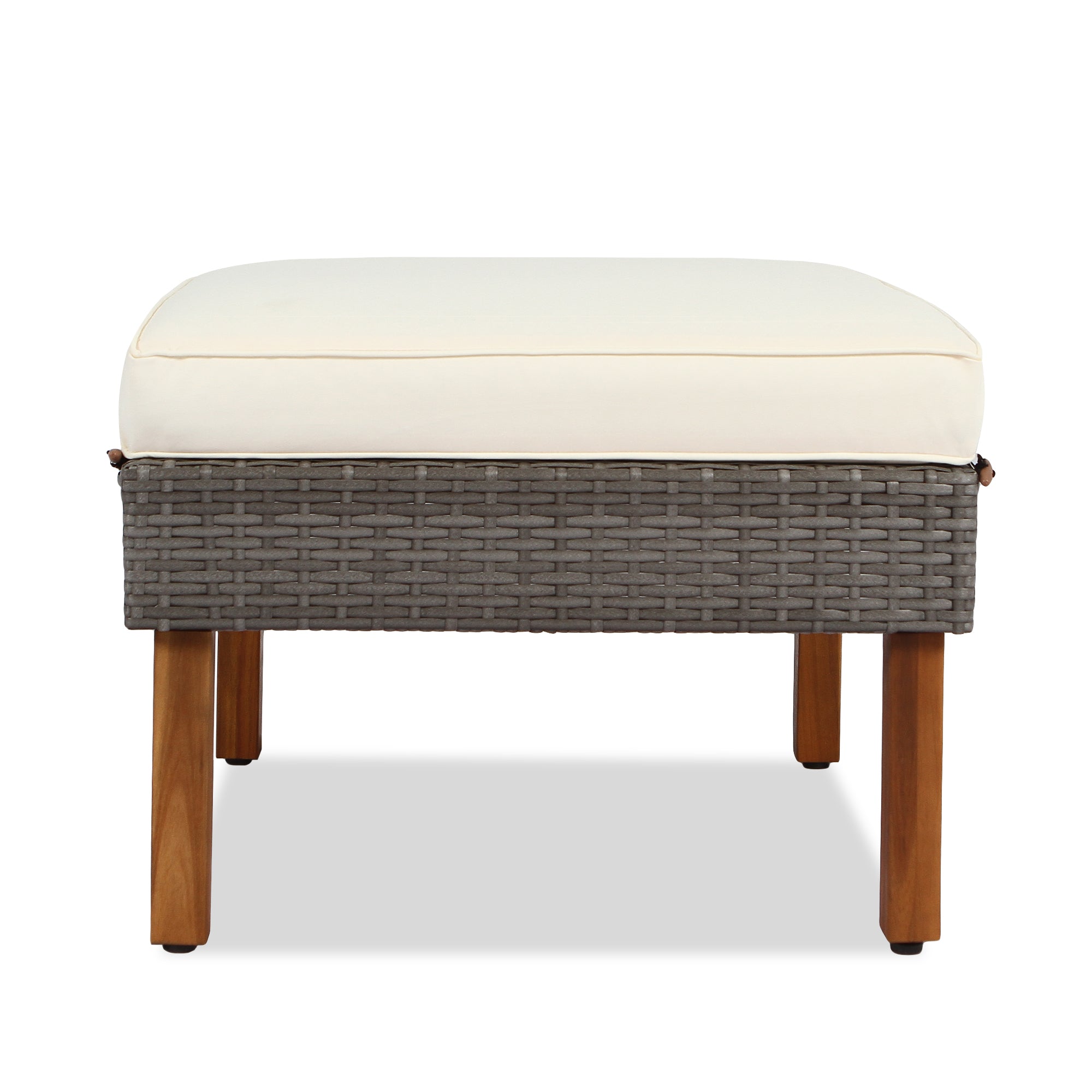 Ensemble de meubles de patio en rotin 9 pièces avec pieds en bois d'acacia et ensemble de canapé de table, table basse coussin lavable beige