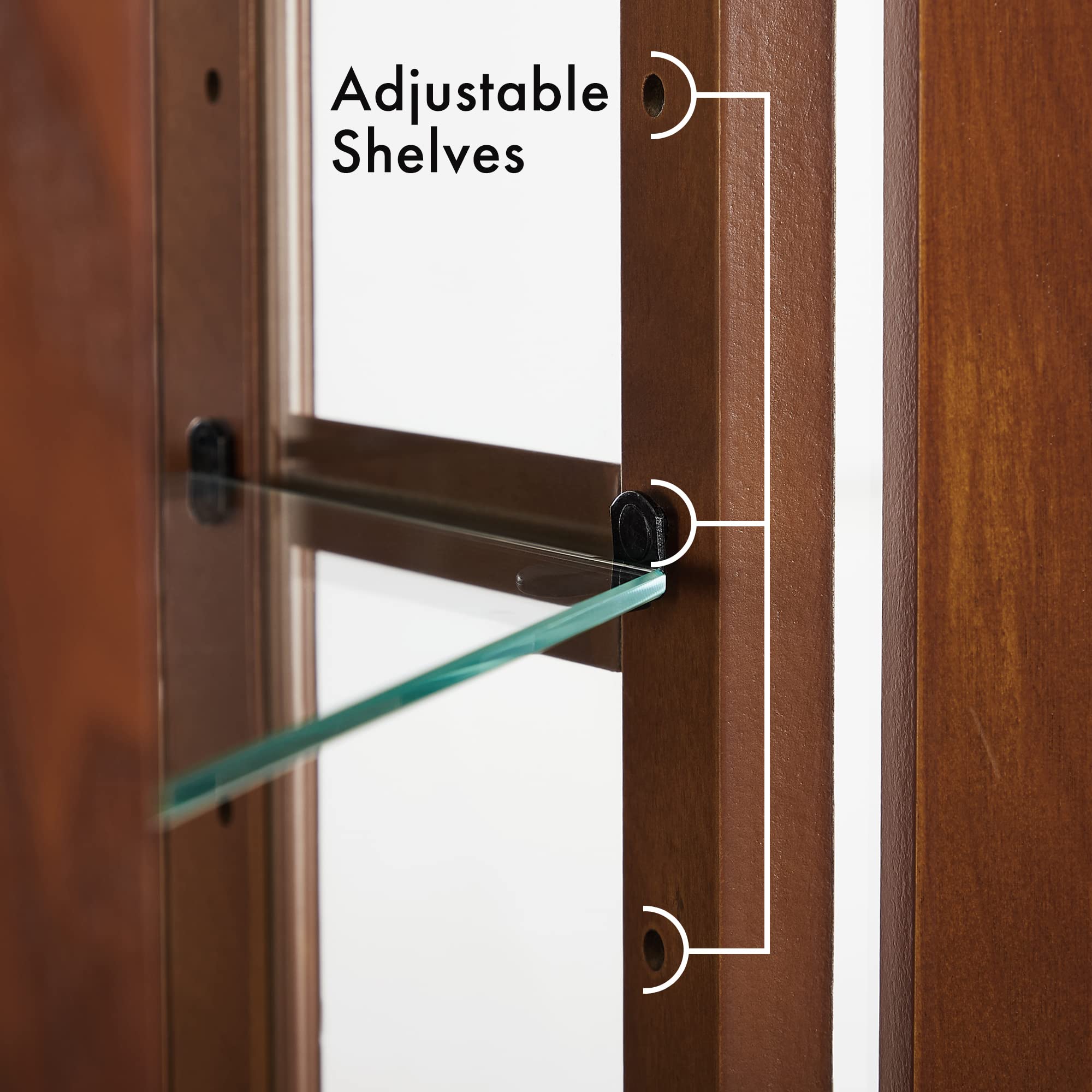 Corner Curio Cabinet with 5 Shelves and Lighting System, Oak(E26 light bulb not included)