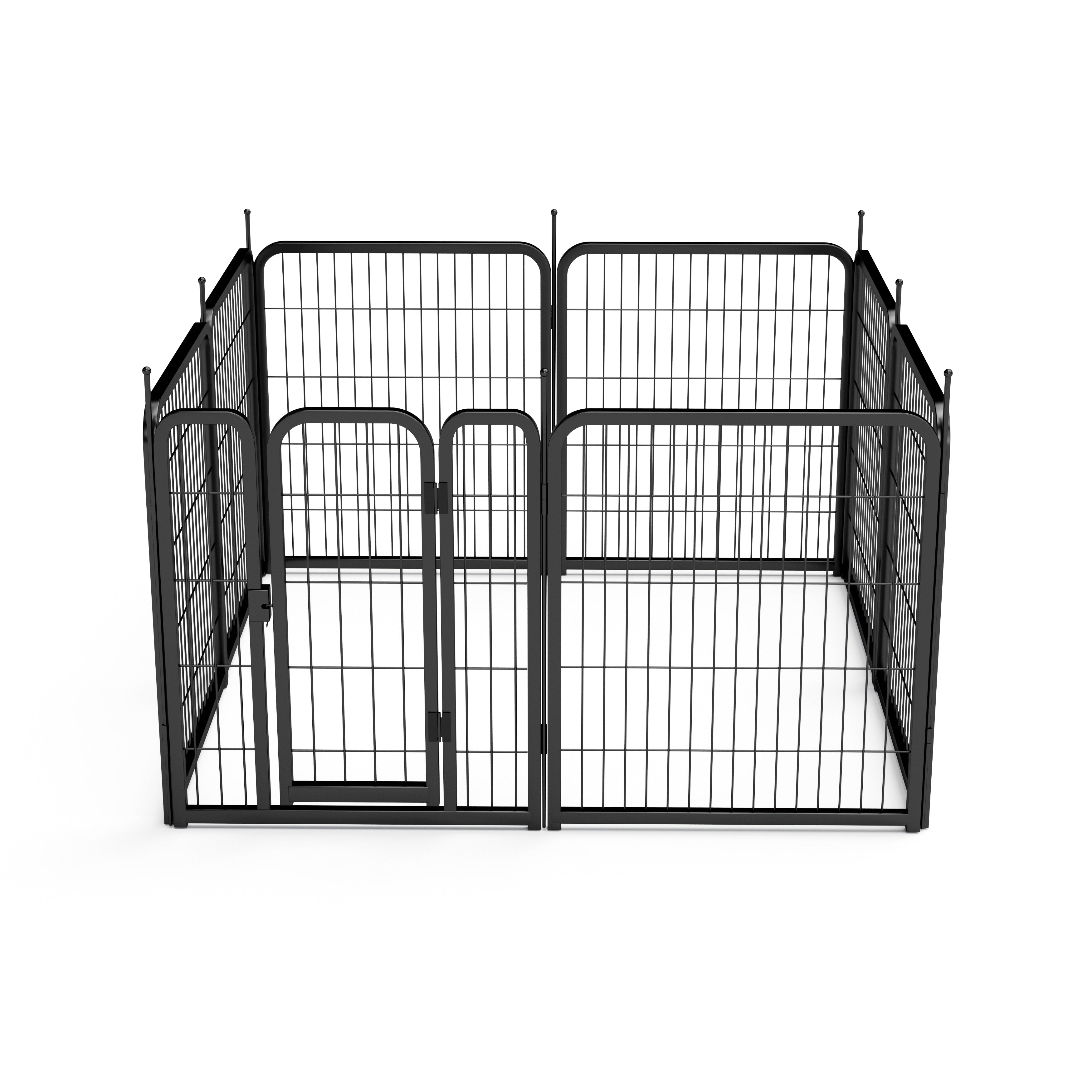 Clôture d'extérieur pour chien, 8 panneaux. Clôture portable pour animaux de compagnie de 79 cm de long. Noire, 67 cm de large x 80 cm de haut.